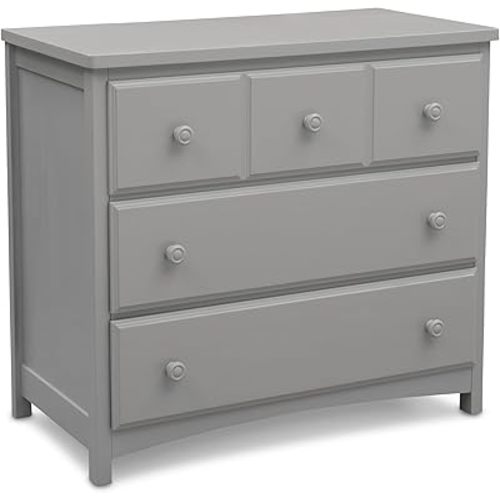 Delta Children 3 Drawer Dresser with Interlocking Drawers, Grey
