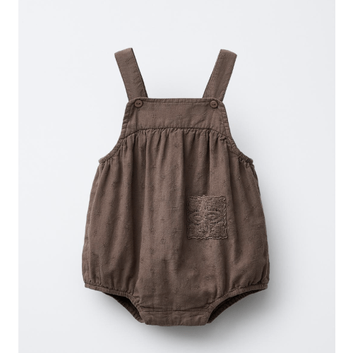 EMBROIDERED LACE ROMPER - Brown | ZARA United States