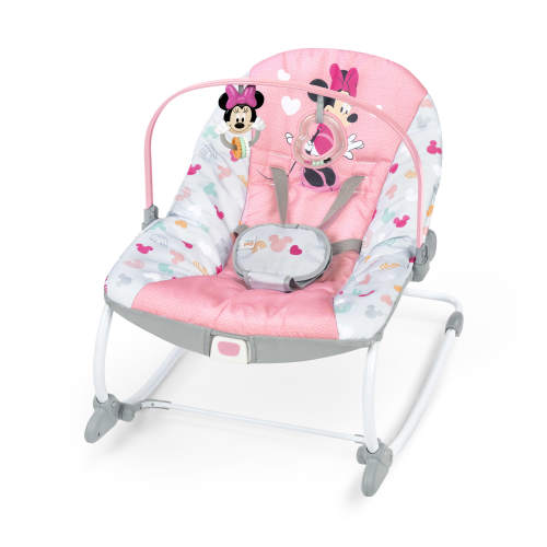 Disney Baby Minnie Mouse 2-in-1 Vibrating Baby Rocker Chair by Bright Starts, For Infants and Toddlers