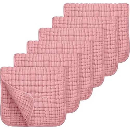 Looxii Muslin Burp Cloths 100% Cotton Muslin Cloths Large 20''x10'' Extra Soft and Absorbent 6 Pack Baby Burping Cloth (Bean Paste)