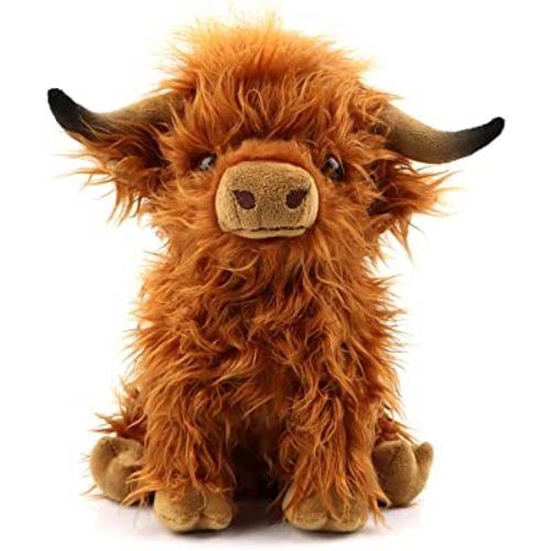 CYISONAL Highland Cow Stuffed Animals Plush Toy Fluffy Bull Animal Doll Soft Gift for Kids Boys Girls, 10 inch Tall