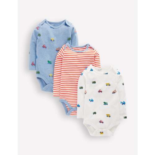 3-pack Cotton Bodies-Blue Construction (0-3 mos)