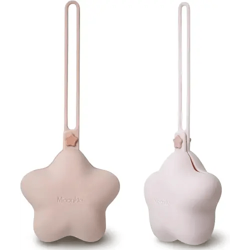 Moonkie Silicone Pacifier Holder Case, Cute Portable Pacifier Storage Case, 2 Pack