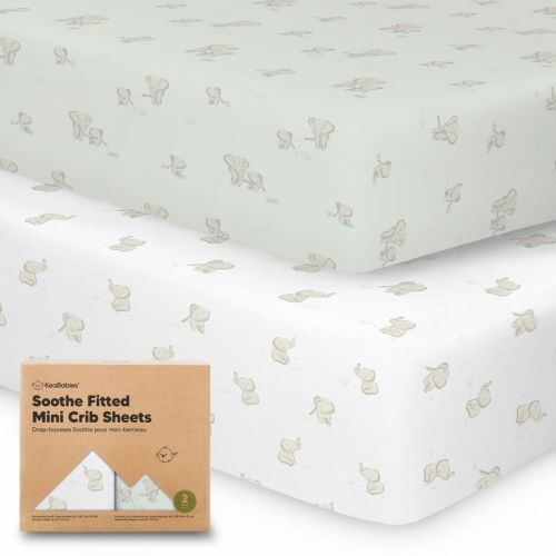 KeaBabies Mini Crib Sheets for Baby Girls, Boys, 2-Pack Soothe Pack and Play Sheets Fitted, Organic Pack N Play Mattress Sheet, Color: Elly