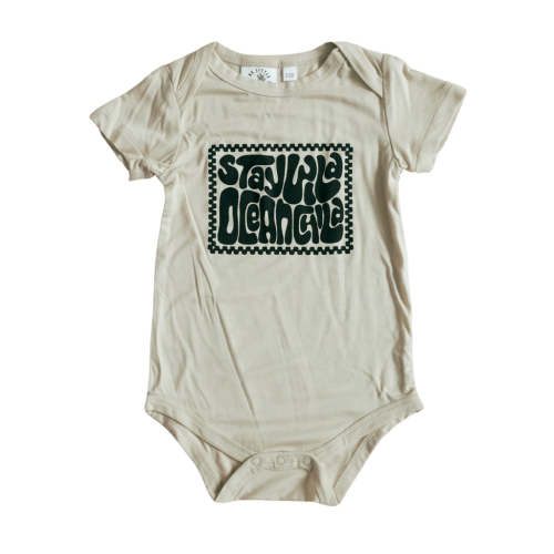 Stay Wild Ocean Child Black Checkered Bamboo Onesie