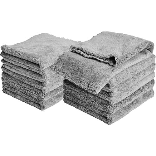 Kyapoo Baby Washcloths 12 Pack 12x12 Inches Microfiber Coral Fleece Extra Absorbent and Soft for Newborns, Infants and Toddlers-Grey