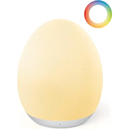 JolyWell Night Light for Kids, Egg Light for Nursery with 7 RGB Colors Changeable & Stepless Dimming, Rechargeable Tap Light with 1h Timer & Touch Control, Portable Night Light for Babies BPA Free
