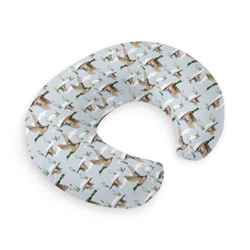 HawSkgFub Duck Hunting Mallard Hunter Nursing Pillow Cover for Baby Boys, Wild Animal Bird Reeds Blue Breastfeeding Pillow Slipcover, Nursing Pillowcase for Newborn Infant, Cover Only