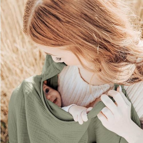 Konssy Muslin Nursing Cover & Carseat Canopy - Fog Green