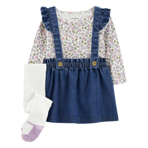 Baby 3-Piece Floral Long-Sleeve Tee & Jumper Set - Carter's | Carter's