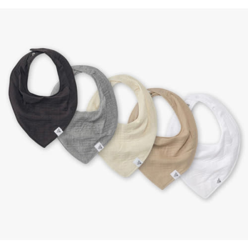 Burt's Bees Baby 5-Pack Bandana Bib Set with Snap Closure