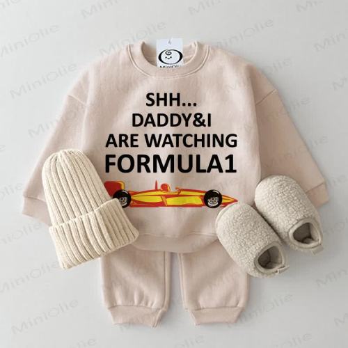 SHH... DADDY&I ARE WATCHING FORMULA1 Baby 2-piece Beige Set