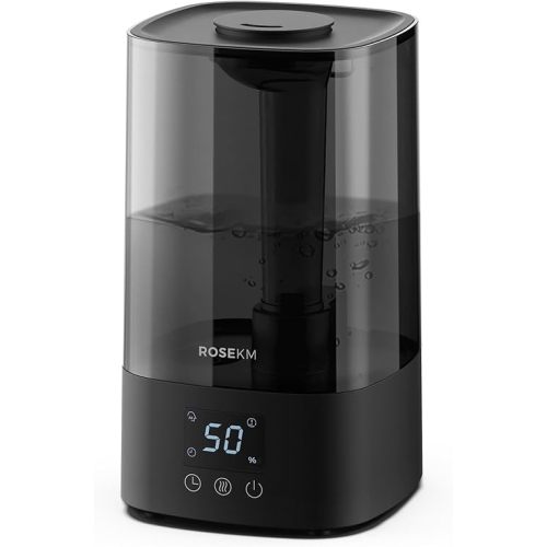 Automatic Humidifiers for Bedroom Large Room, 4.5L Cool Mist Humidifier for Home & Plant with Timer & Humidity Sensor, Last Up to 18H on High Setting, Auto Shut-Off, 360° Nozzle (Black)