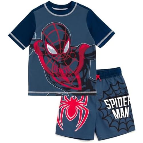 Marvel UPF 50+ Pullover Rash Guard and Swim Trunks Outfit Set Toddler to Big Kid Sizes (2T - 18-20)