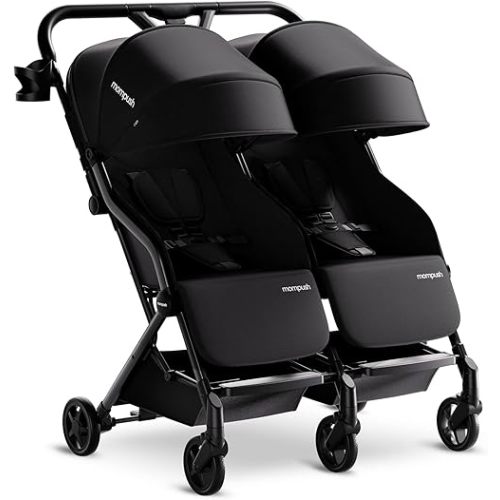 Mompush Lithe Double Ultralight Stroller, Lightweight Side by Side Stroller, Two Large Seats with Individual Recline, Easy Fold