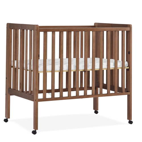 Delta Children Lee Portable Folding Mini Crib with 1.5-Inch Mattress - Greenguard Gold Certified, Chestnut