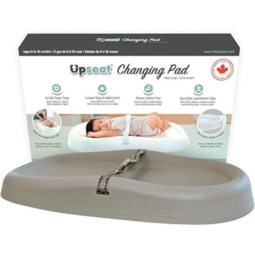 Upseat Baby Changing Pad, Non-Slip Grippy Design, Premium Cushioned Foam, Contoured for Comfort, Waterproof and Easy-to-Clean, Liquid-Resistant (Gray)
