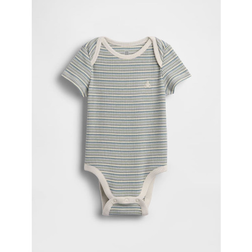 Baby First Favorites TinyRib Henley Bodysuit - Blue green stripe 0-3 M