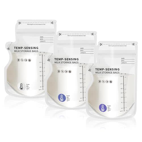 Breastmilk Storage Bags, 8 OZ Temp-Sensing Color Change, 120 Count Milk Storage Bags Breastmilk with Pour Spout, Milk Bag with Self Standing for Breastfeeding, No Leak Presterilized for Freezer