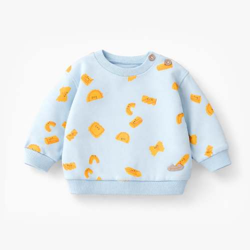 Chandail bleu à motifs de pâtes, naissance | Souris Mini - Souris Mini