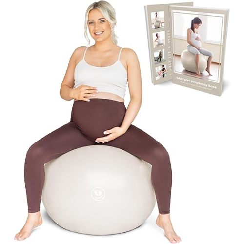 BABYGO® Birthing Ball for Pregnancy & Labor + Our Award Winning Book - Exercise, Birth & Recovery Plan, 5X Stronger Than a Yoga Ball with Eco Friendly Material