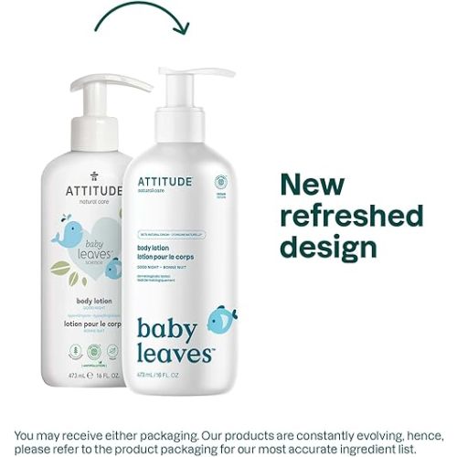 ATTITUDE Baby Lotion, EWG Verified Moisturizer, Dermatologically Tested Moisturizing Cream, Vegan and Cruelty-Free, Good Night, 16 Fl Oz
