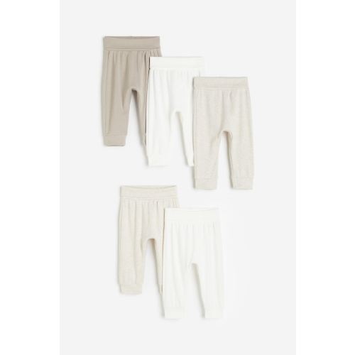 5-pack Cotton Pants, Beige/white