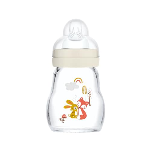 MAM Feel Good Slow Flow Premium Glass Baby Bottles, Easy Switch Between Breast and Bottle, 5oz, 0+ Months, Unisex, 1 Pack