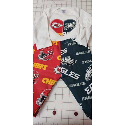 Appliqued Onesies and Pants or Skirts - Sports Teams Single or House Divided