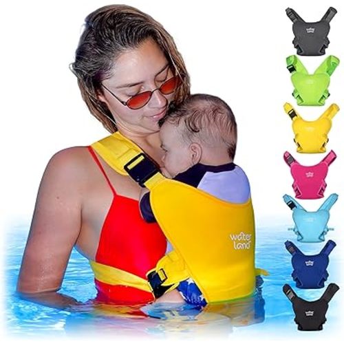 WaterLand Baby Carrier - Innovative Carrier You Can Use Both in Water & Land - Waterproof Infant Chest Holder with Adjustable Straps, Lightweight Toddler Harness for Pool & Beach (Sunrise Yellow)