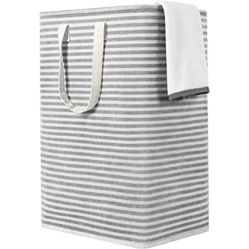 ZERO JET LAG 72L Laundry Hamper with Handles Large Laundry Basket Laundry Bin Collapsable Dirty Clothes Basket Laundry Bag Foldable Dirty Clothes Hamper (Striped Grey)