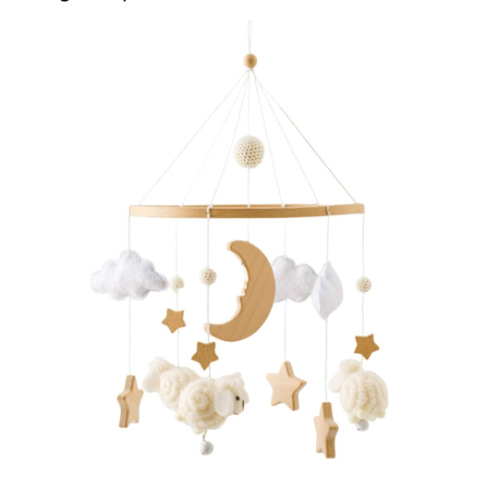 Baby Mobile for Crib, Montessori Baby Crib Mobile for Boys Girls for Bassinet, Nursery Decor for Infant Bedroom Hanging, Baby Mobile Soothe Toys -Gender Neutral Baby Gift (Beige)