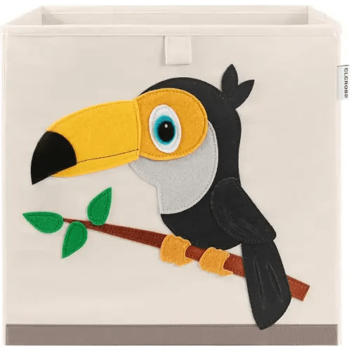 Toucan Foldable Animal Cube Storage Bins Fabric Toy Box/Chest/Organizer for Kids Nursery, 13 inch (Toucan)