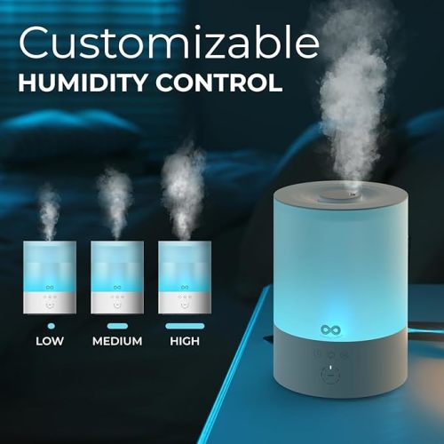 Everlasting Comfort 2.5L Top Fill Humidifiers for Bedroom, Quiet Ultrasonic Cool Mist Humidifier, Easy to Fill & Clean, Auto Shut-Off, 20 Hour Run Time, Aromatherapy