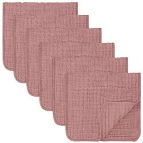 Muslin Burp Cloths Large 100% Cotton Hand Washcloths for Babies, Baby Essentials 6 Layers Extra Absorbent and Soft Boys & Girls Baby Rags for Newborn Registry (Mauve, 6-Pack, 20" X10") - 6-Pack 20"X10"