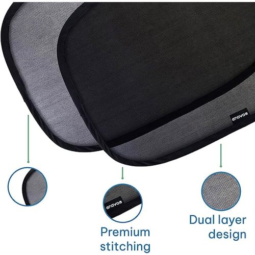 Enovoe Car Window Shades for Baby (2 Pack) - 21x14 Inches Sun Shade Blocker, Cling - Glare Shield and UV Rays Protection for Your Child - Side Windows Screens for SUV- Mesh Window Shades for car Baby