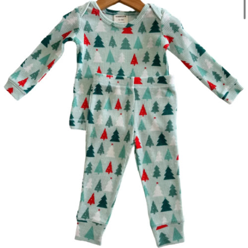 Organic Waffle 2-Piece Set, Festive Firs
