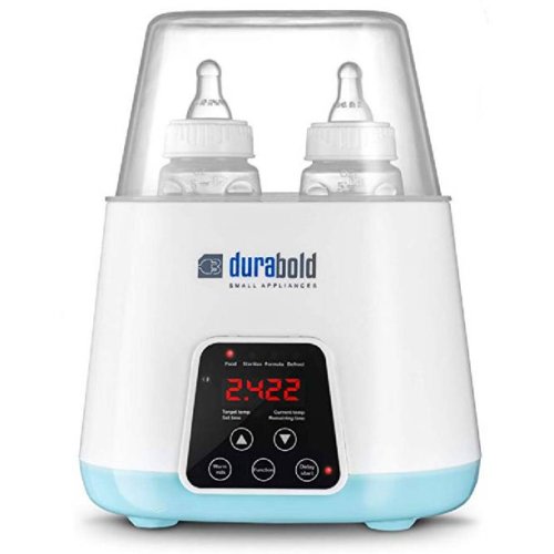 Durabold Baby Bottle Warmer Double Steam Sterilizer Multi Function Digital With Remote Control, Blue And White