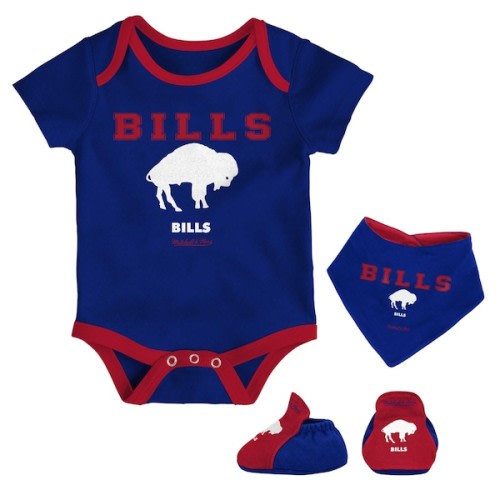 Newborn & Infant Buffalo Bills Mitchell & Ness Royal/Red Throwback Bodysuit, Bib & Booties Set