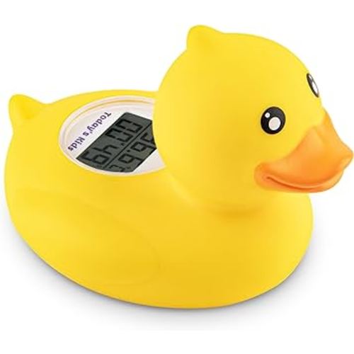 Duck Baby Bath Thermometer & Clock - Fahrenheit & Celsius Baby Bath Thermometer, Baby Thermometer for Baby Essentials - Room & Water Thermometer - Soft Material Baby Bath Products