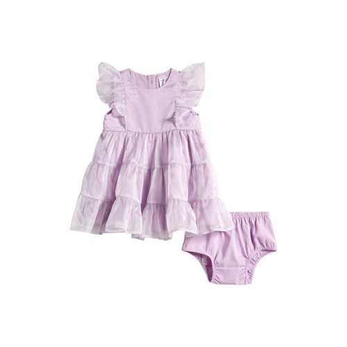 Baby Tiered Ruffle Dress & Bloomers, 6M, Purple Petal