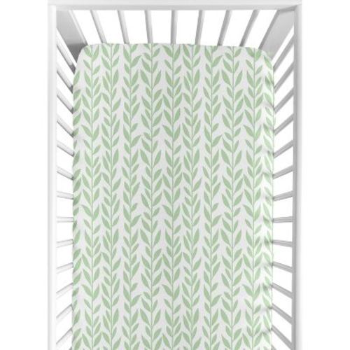 Sweet Jojo Designs Girl Baby Fitted Crib Sheet Sunflower Green And White