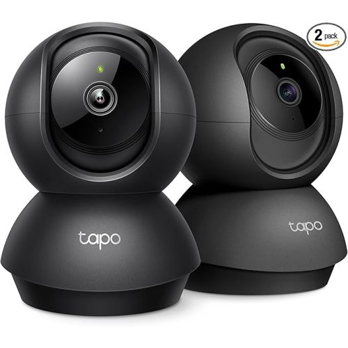 Tapo 2K Indoor Pan/Tilt Wired Security Camera - Works as a Baby Monitor & Pet Camera, Motion Detection, 2-Way Audio, Siren, Night Vision, No-Subscription Local Storage or Optional Cloud, C211 (2-Pack)
