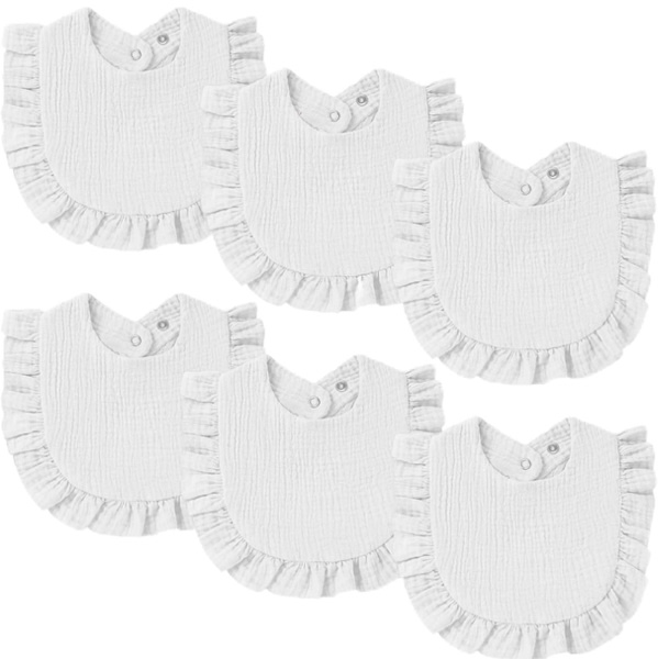 Oiomniv Muslin Baby Bibs, 6-Pack Bandana Drool Bibs Soft Cotton Adjustable Unisex Newborn, Toddler for Drooling Teething