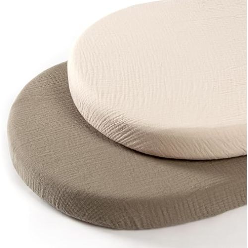 Baby Muslin Bassinet Sheets: Cotton Bassinet Sheets Neutral for Boys and Girls - Bassinet Sheets Fitted for Oval Rectangle or Hourglass