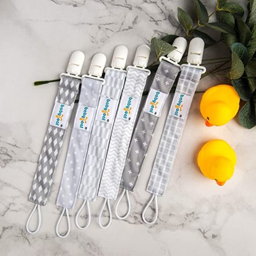 Babygoal Neutral Pacifier Clips, 6 Pack Binky Paci Holder and Leash for Boys and Girls Fits for Most Pacifier, Binkie Styles & Baby Teethers & Toys and Gift 6PS09