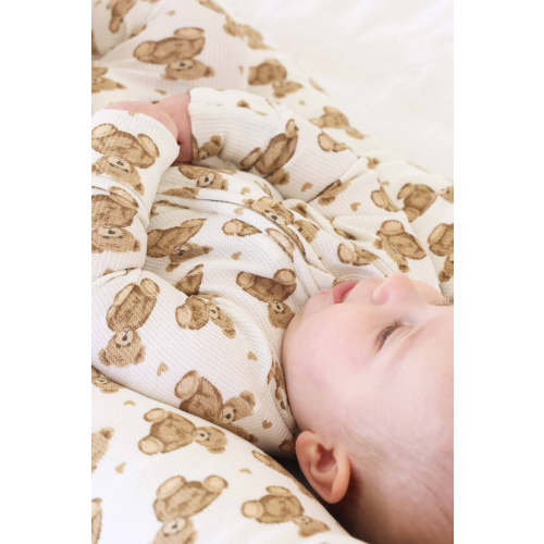 Beary Sweet Bamboo Waffle Zipper Footie
