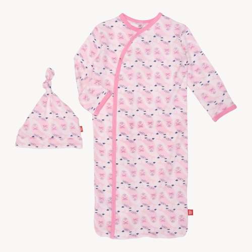 pink signed sealed delivered modal magnetic cozy sleeper gown + hat se – Magnetic Me