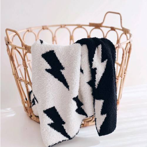 Lightning Bolt Fuzzy Blanket | Black