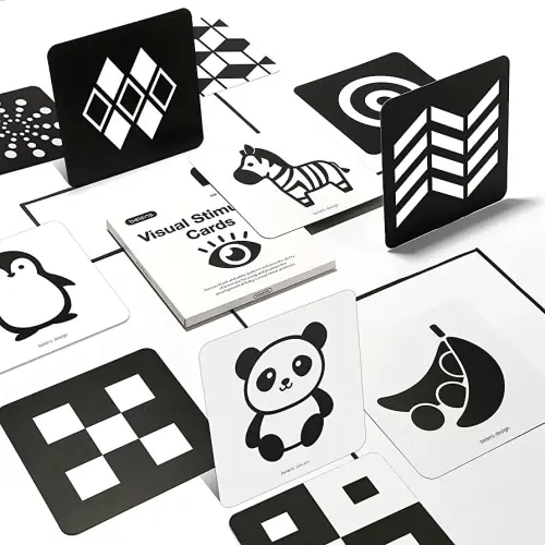 beiens High Contrast Baby Flashcards, Newborn Brain Development Toys, Visual Stimulation Learning Activity Cards, Black and White Baby Toy, 20 PCs 40 Pages 5.5'' x 5.5'' Educational Easter Infant Gift